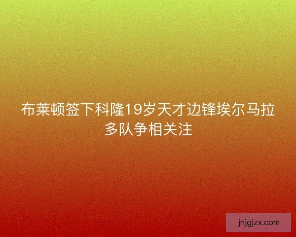 布莱顿签下科隆19岁天才边锋埃尔马拉多队争相关注